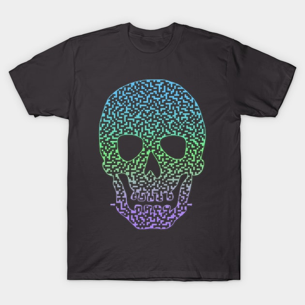 Colorful Skull Shaped Maze T-Shirt by gorff